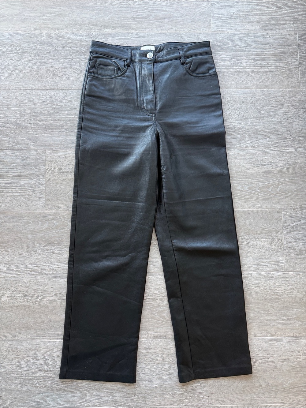 Aritzia Wilfred Black Women's High-Rise Leather Pants